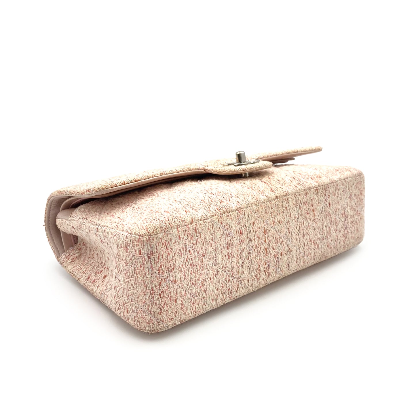 CHANEL VINTAGE CLASSIC FLAP MEDIUM CHAIN SHOULDER BAG PINK TWEED SHW 90235456