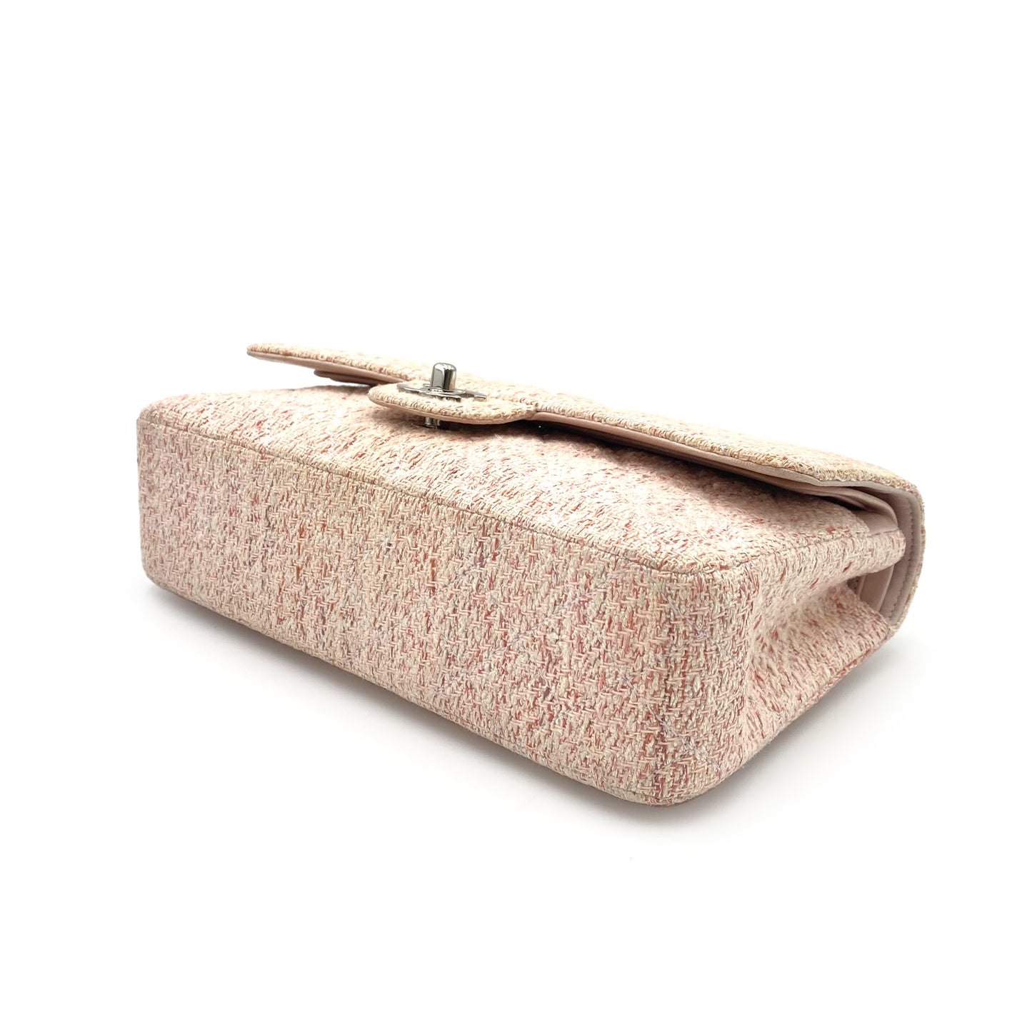 CHANEL VINTAGE CLASSIC FLAP MEDIUM CHAIN SHOULDER BAG PINK TWEED SHW 90235456