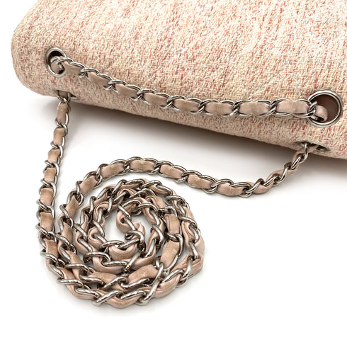 CHANEL VINTAGE CLASSIC FLAP MEDIUM CHAIN SHOULDER BAG PINK TWEED SHW 90235456 - PURPOSE