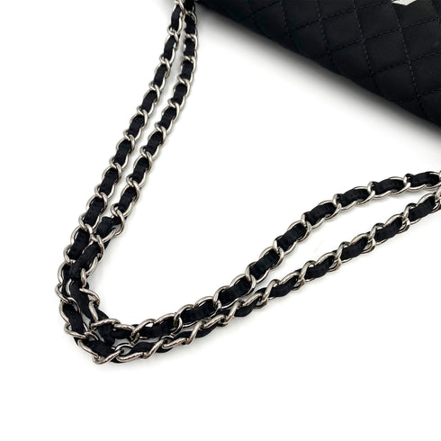 CHANEL VINTAGE CHAIN SHOULDER BAG BLACK SATIN 90235472 - PURPOSE