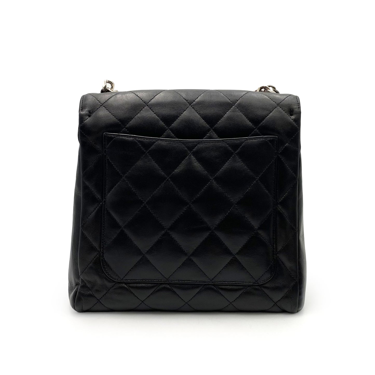 CHANEL VINTAGE MATELASSE CHAIN HAND BAG BLACK LAMB SKIN SHW 90235883
