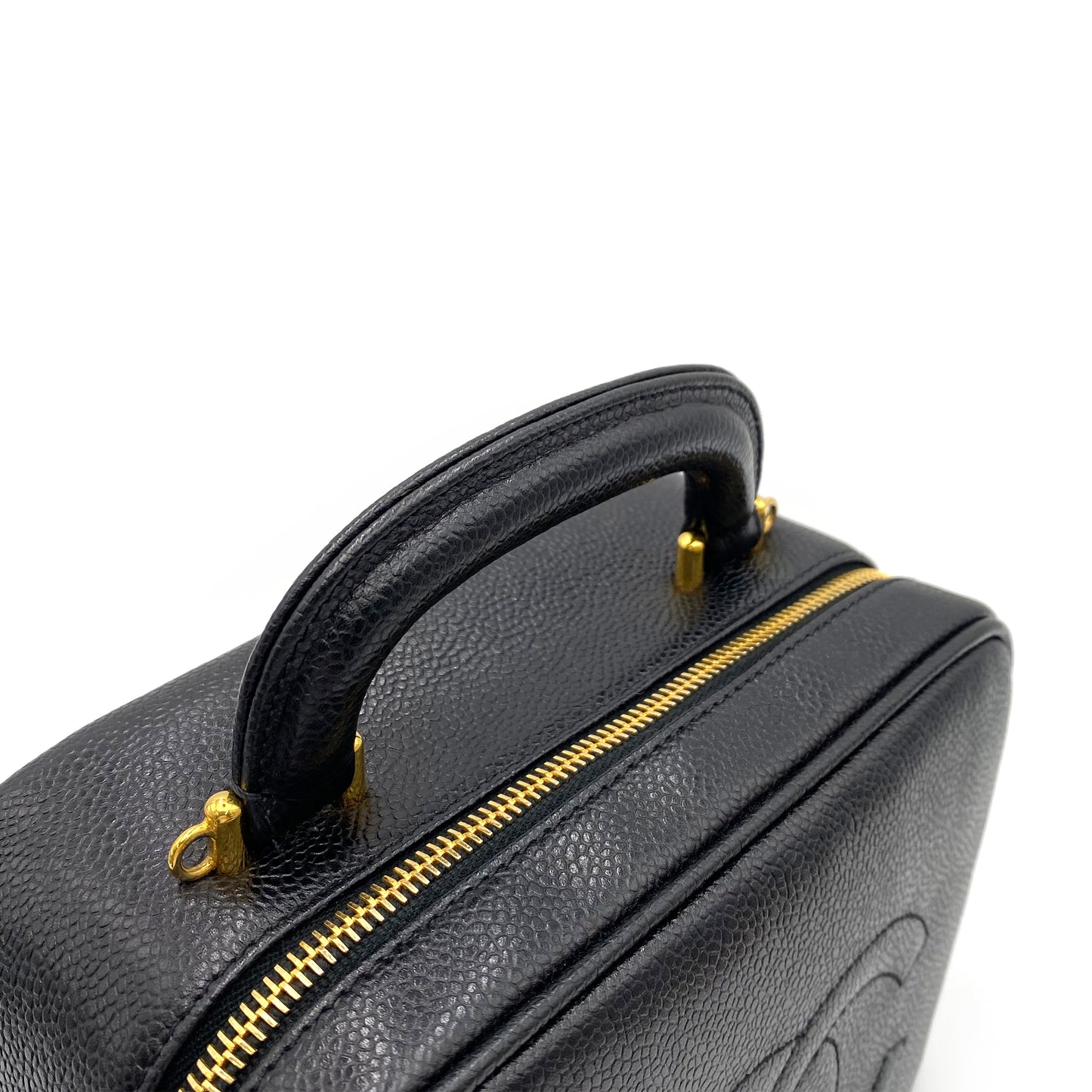 CHANEL VINTAGE 2WAY VANITY HAND SHOULDER BAG BLACK CAVIAR SKIN 90236243