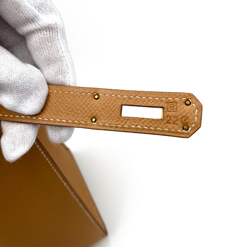 HERMES KELLY 28 SELLIER NATURAL COUCHEVEL HAND SHOULDER BAG □B 90236739 - PURPOSE