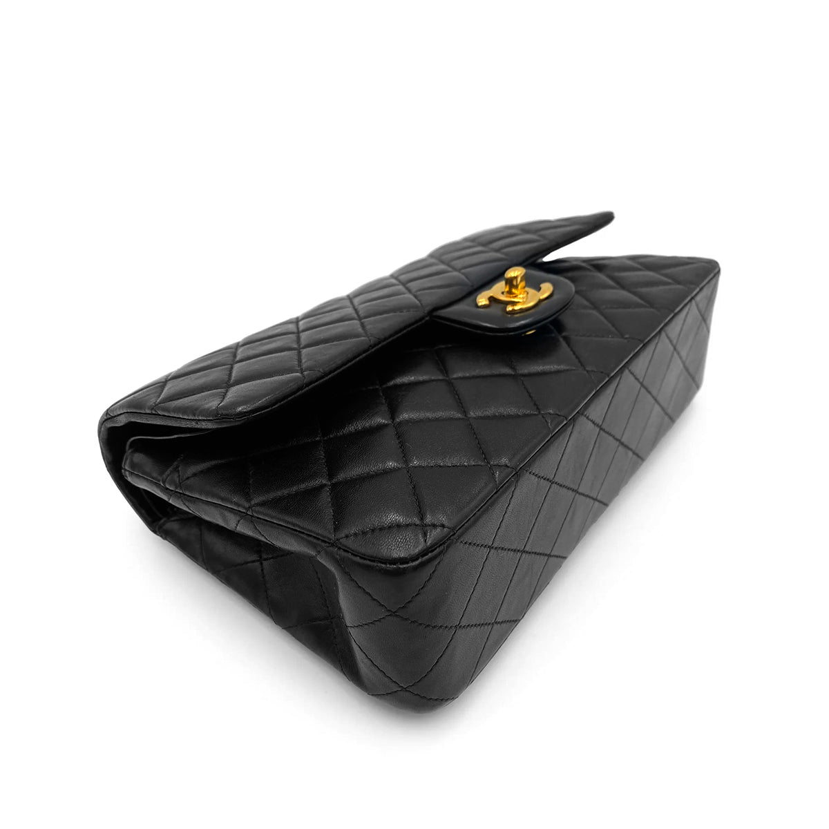 CHANEL VINTAGE CLASSIC FLAP MEDIUM CHAIN SHOULDER BAG BLACK LAMB SKIN 90236750