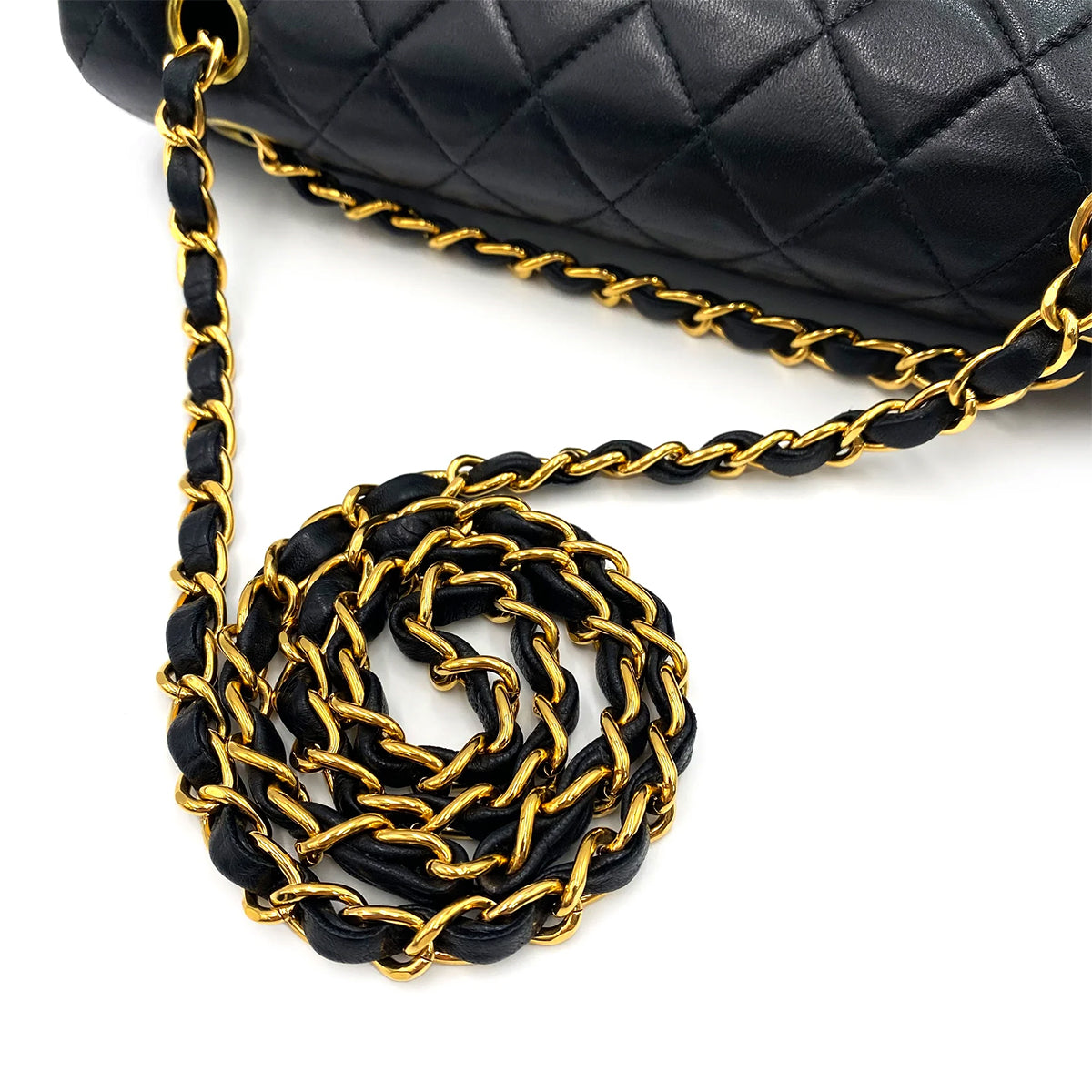 CHANEL VINTAGE CLASSIC FLAP MEDIUM CHAIN SHOULDER BAG BLACK LAMB SKIN 90236750