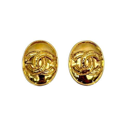 CHANEL VINTAGE EARRINGS COCOMARK OVAL ACCESSORY 94P 90236878