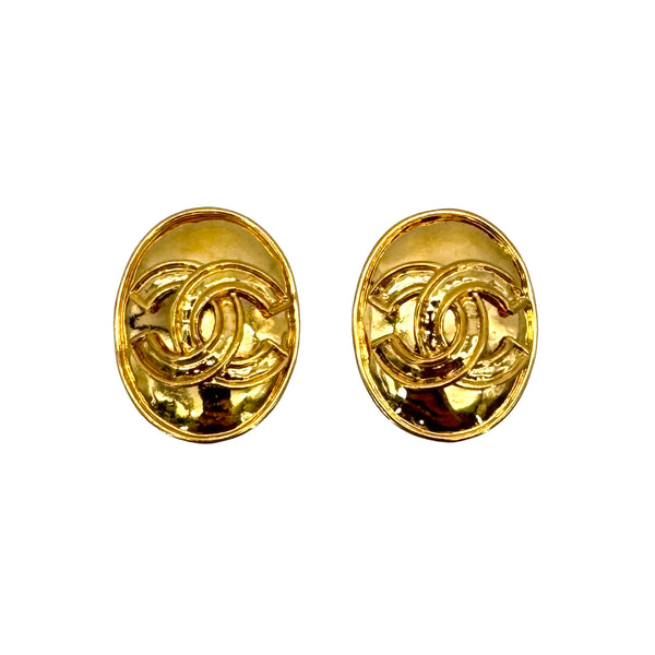 CHANEL VINTAGE EARRINGS COCOMARK OVAL ACCESSORY 94P 90236878
