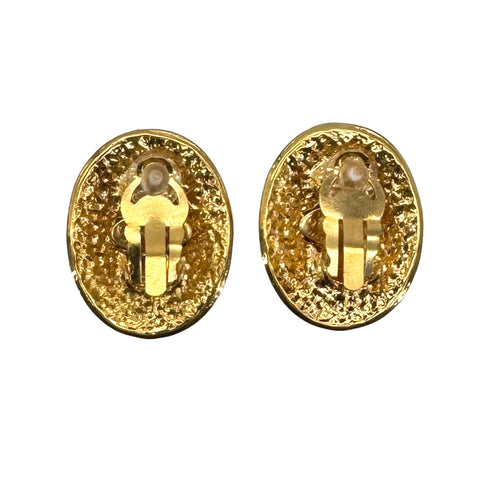 CHANEL VINTAGE EARRINGS COCOMARK OVAL ACCESSORY 94P 90236878