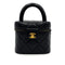 CHANEL VINTAGE VANITY HAND BAG BLACK LAMB SKIN 90237314