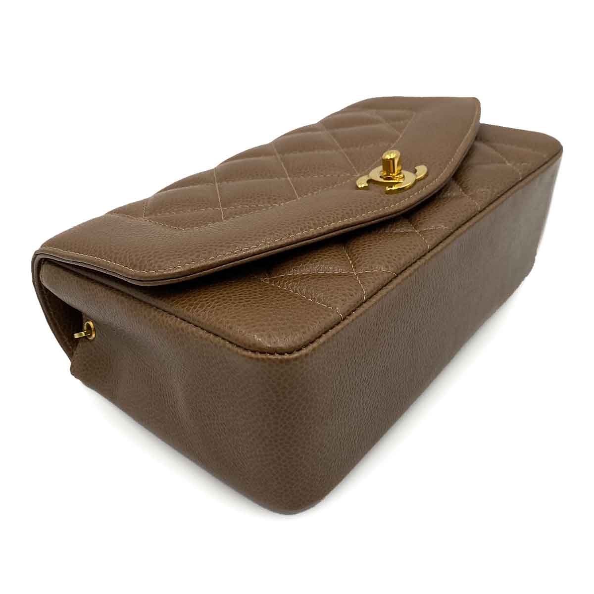 CHANEL VINTAGE DIANA SMALL CHAIN SHOULDER BAG BROWN CAVIAR SKIN 90237316