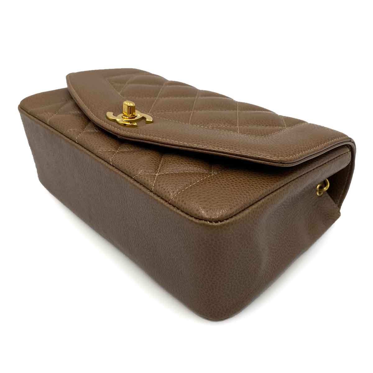 CHANEL VINTAGE DIANA SMALL CHAIN SHOULDER BAG BROWN CAVIAR SKIN 90237316