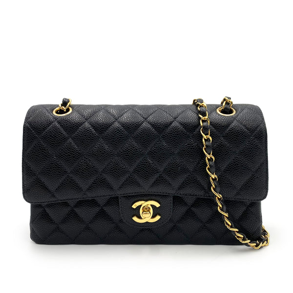 CHANEL CLASSIC FLAP MEDIUM CHAIN SHOULDER BAG BLACK CAVIAR SKIN 90237324 - PURPOSE