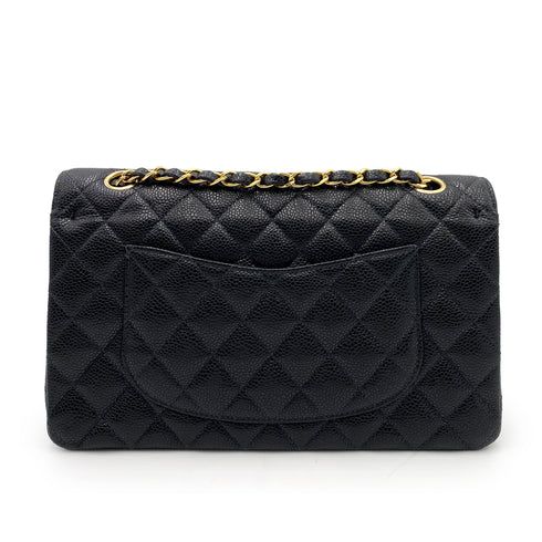 CHANEL CLASSIC FLAP MEDIUM CHAIN SHOULDER BAG BLACK CAVIAR SKIN 90237324 - PURPOSE