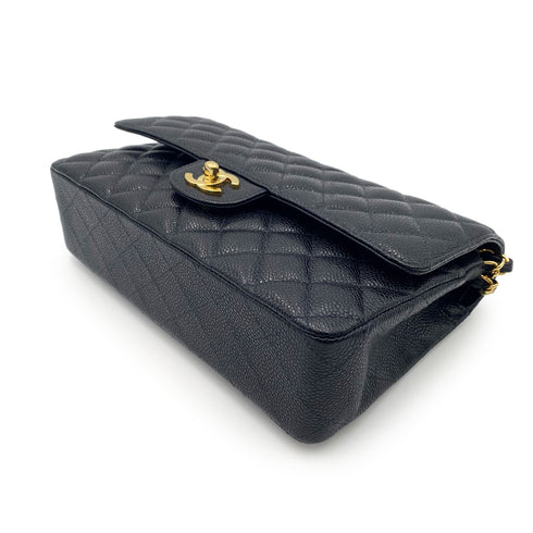CHANEL CLASSIC FLAP MEDIUM CHAIN SHOULDER BAG BLACK CAVIAR SKIN 90237324 - PURPOSE