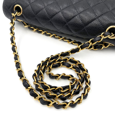 CHANEL CLASSIC FLAP MEDIUM CHAIN SHOULDER BAG BLACK CAVIAR SKIN 90237324 - PURPOSE