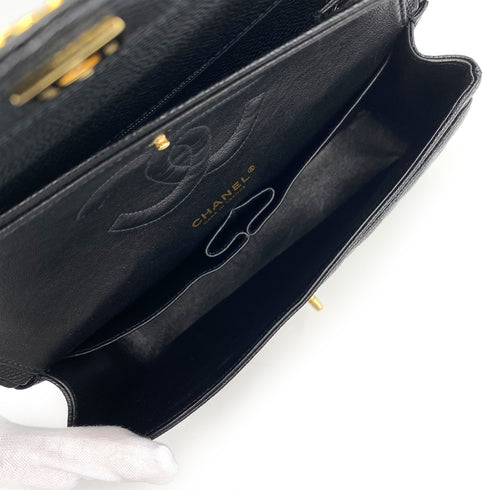 CHANEL CLASSIC FLAP MEDIUM CHAIN SHOULDER BAG BLACK CAVIAR SKIN 90237324 - PURPOSE