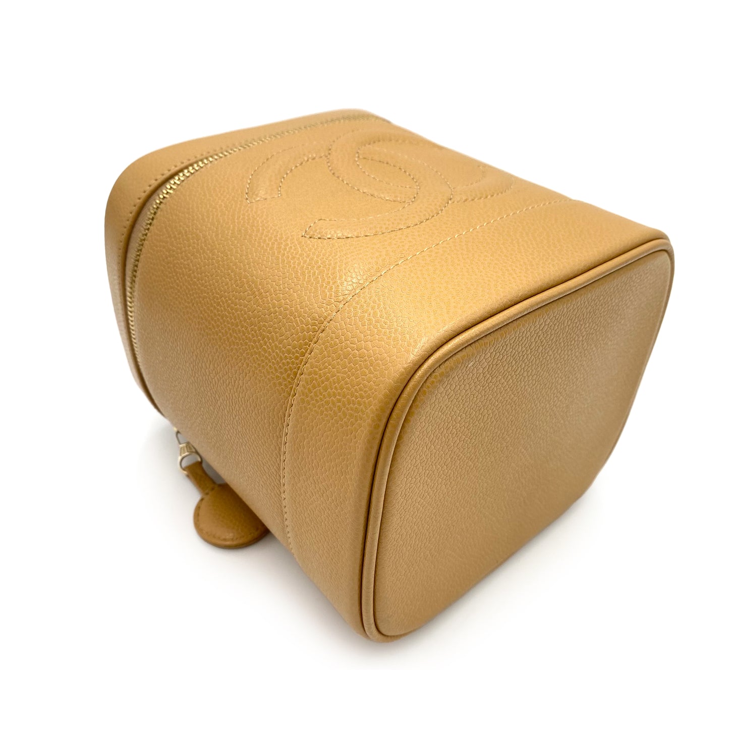 CHANEL VINTAGE VANITY HAND BAG BEIGE CAVIAR SKIN 90237373