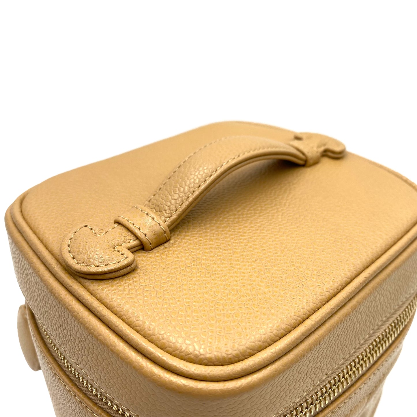 CHANEL VINTAGE VANITY HAND BAG BEIGE CAVIAR SKIN 90237373