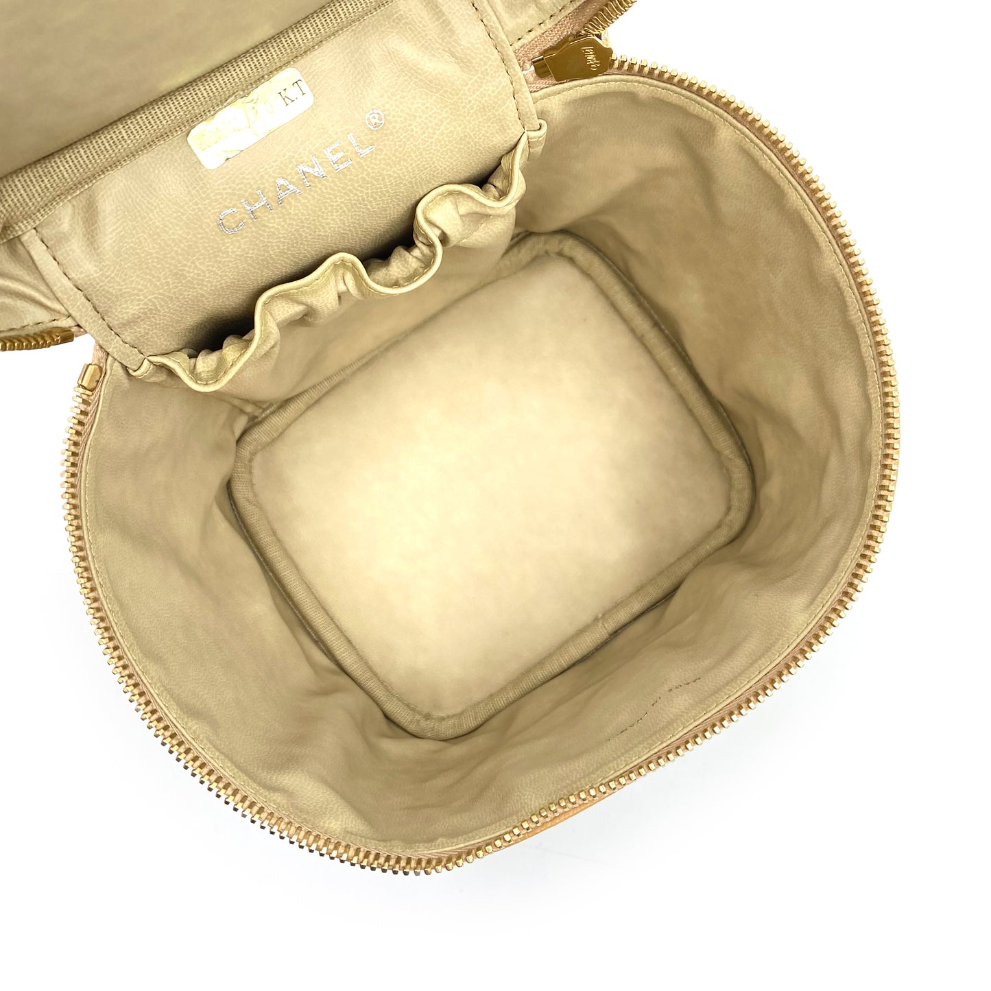 CHANEL VINTAGE VANITY HAND BAG BEIGE CAVIAR SKIN 90237373