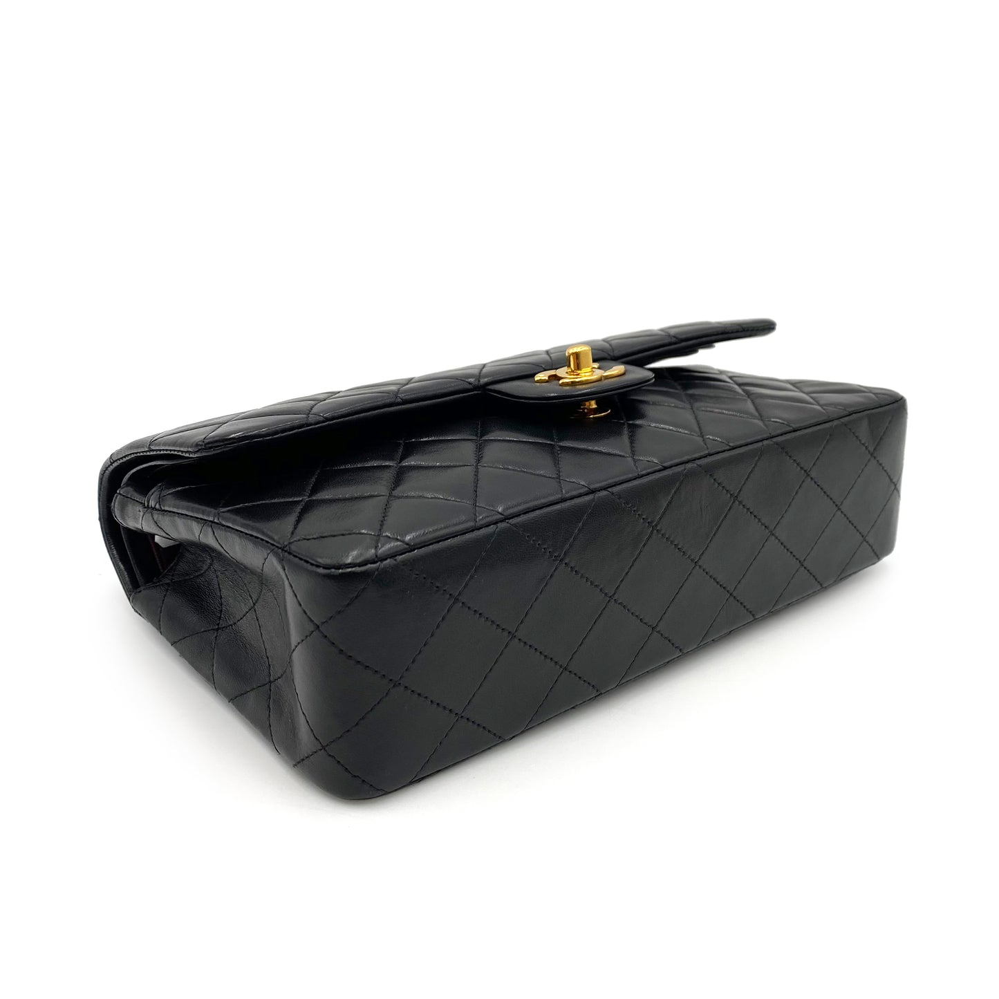 CHANEL VINTAGE CLASSIC FLAP MEDIUM CHAIN SHOULDER BAG BLACK LAMB SKIN 90237403