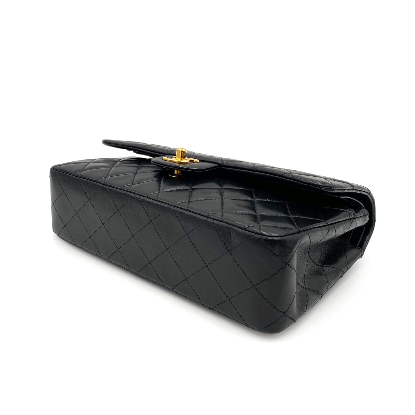 CHANEL VINTAGE CLASSIC FLAP MEDIUM CHAIN SHOULDER BAG BLACK LAMB SKIN 90237403