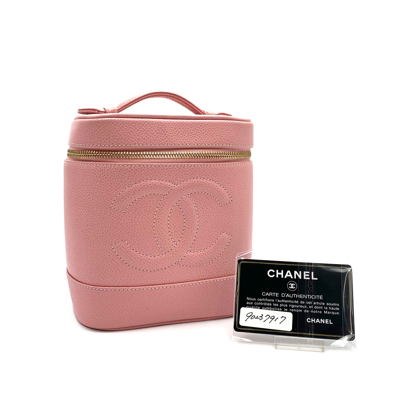 CHANEL VINTAGE VANITY HAND BAG PINK CAVIAR SKIN 90237917