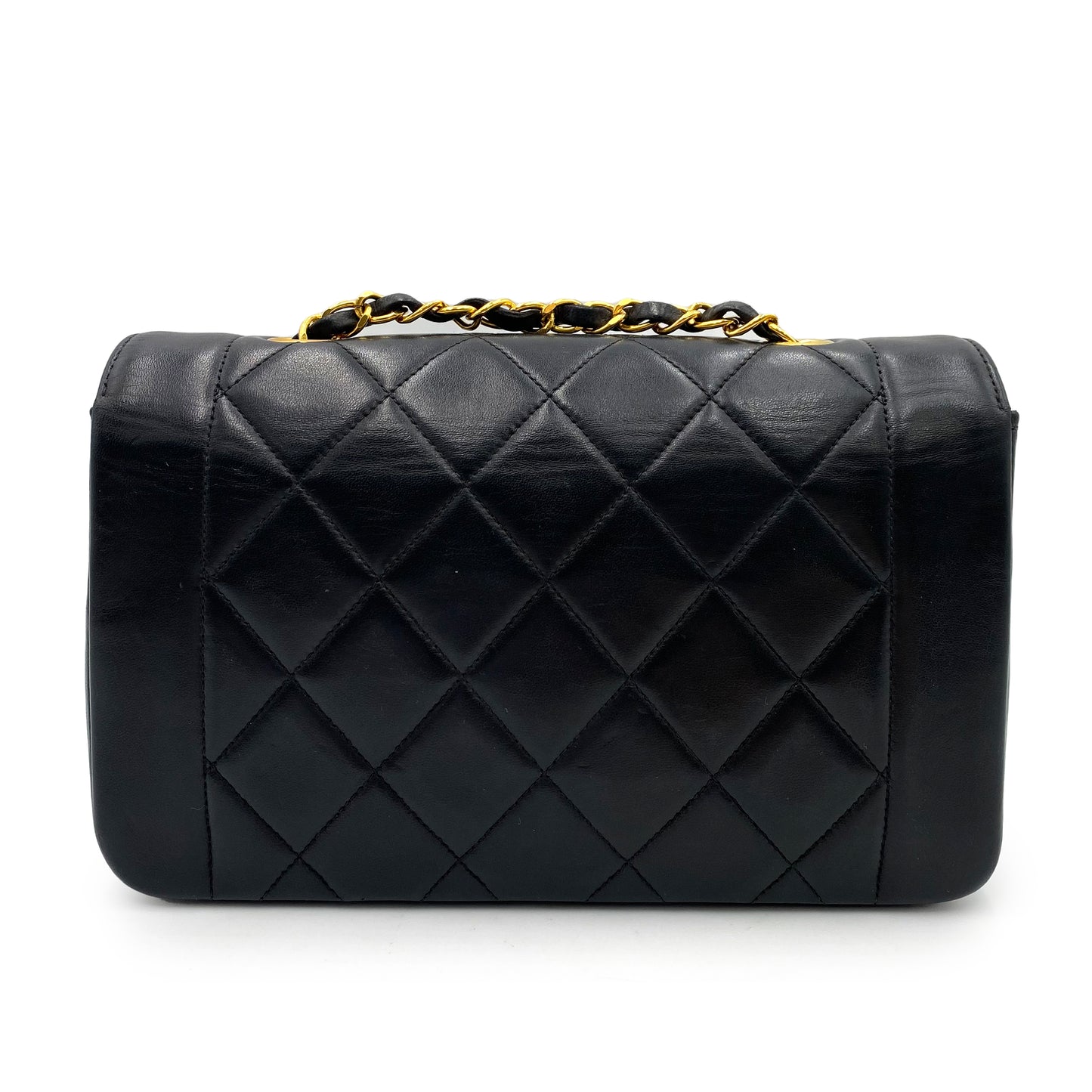 CHANEL VINTAGE DIANA SMALL CHAIN SHOULDER BAG BLACK LAMB SKIN 90238522