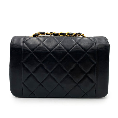 CHANEL VINTAGE DIANA SMALL CHAIN SHOULDER BAG BLACK LAMB SKIN 90238522 - PURPOSE