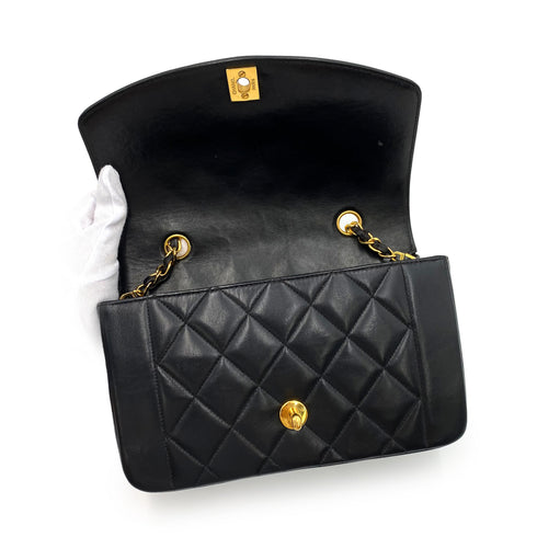 CHANEL VINTAGE DIANA SMALL CHAIN SHOULDER BAG BLACK LAMB SKIN 90238522 - PURPOSE