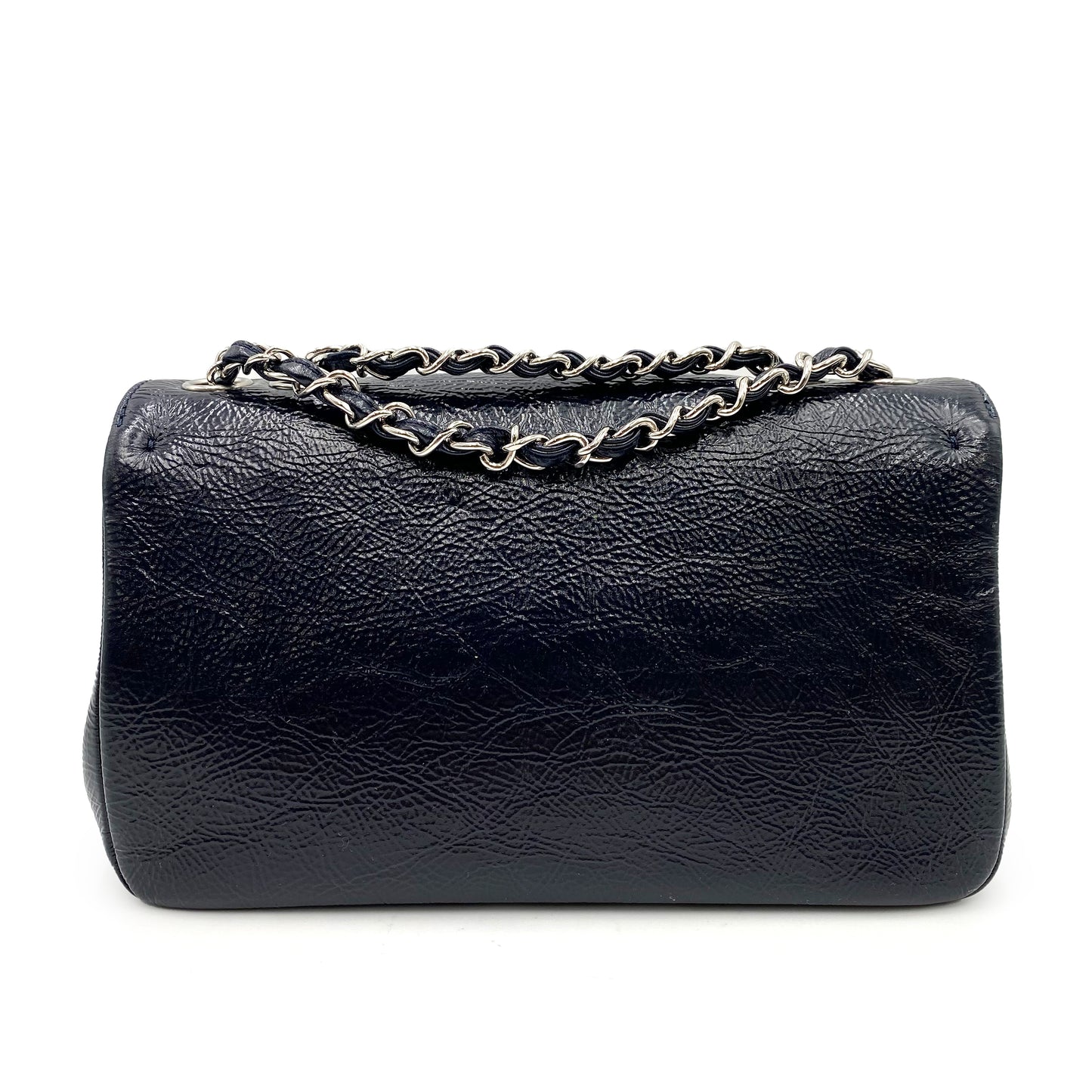 CHANEL VINTAGE COCOMARK CHAIN SHOULDER BAG NAVY CALF SKIN SHW 90238794