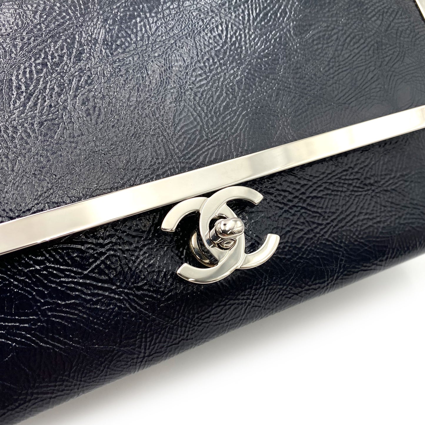 CHANEL VINTAGE COCOMARK CHAIN SHOULDER BAG NAVY CALF SKIN SHW 90238794