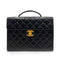 CHANEL VINTAGE BIG COCO BRIEF HAND BAG BLACK LAMB SKIN 90238977