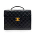CHANEL VINTAGE BIG COCO BRIEF HAND BAG BLACK LAMB SKIN 90238977