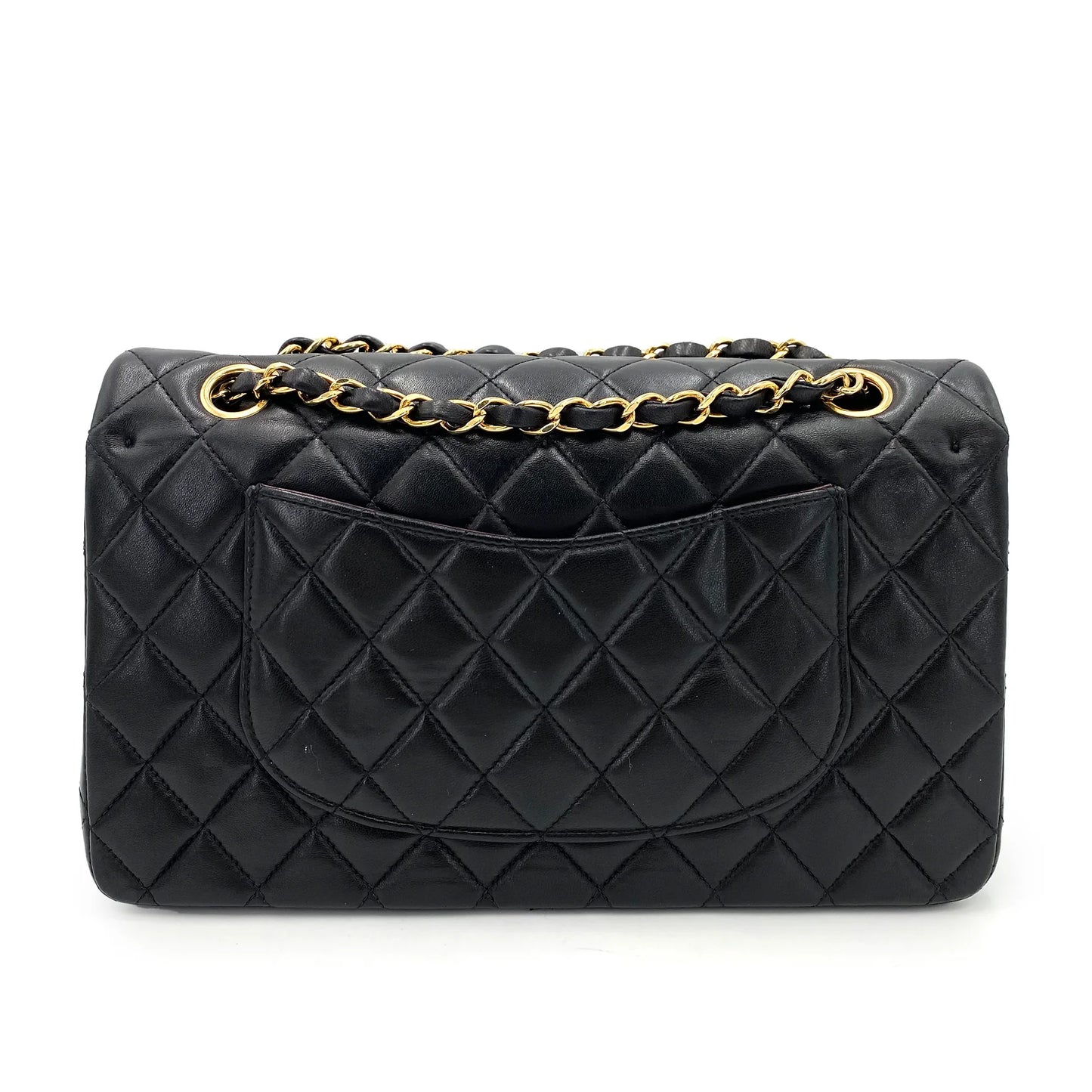 CHANEL VINTAGE CLASSIC FLAP MEDIUM CHAIN SHOULDER BAG BLACK LAMB SKIN 90239114