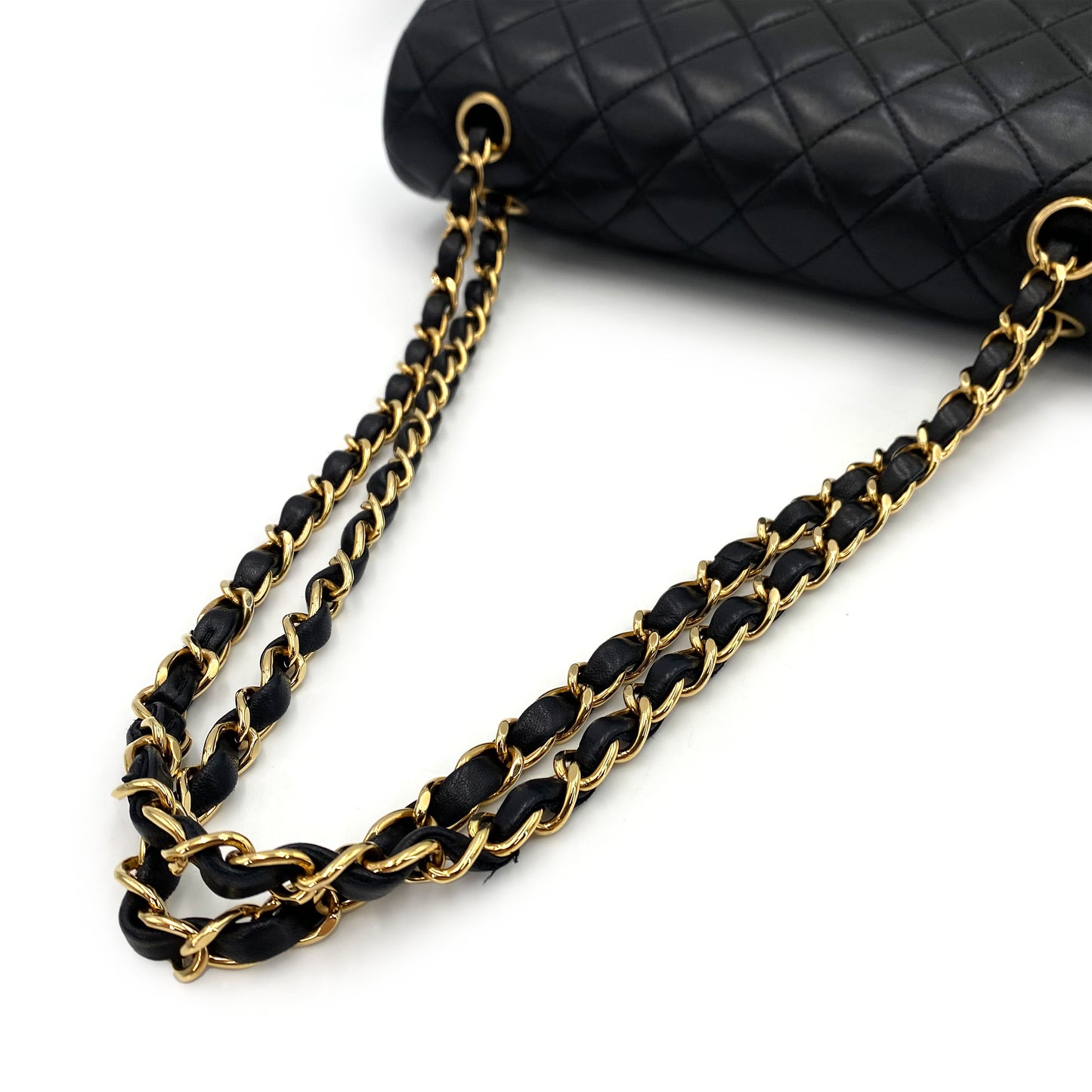 CHANEL VINTAGE CLASSIC FLAP MEDIUM CHAIN SHOULDER BAG BLACK LAMB SKIN 90239114