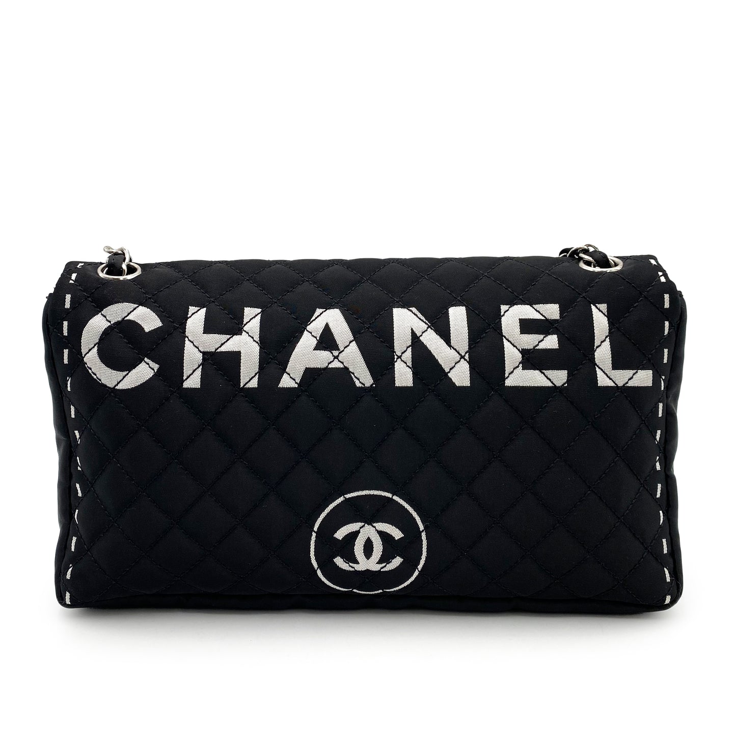 CHANEL VINTAGE CHAIN SHOULDER BAG BLACK SATIN 90239118