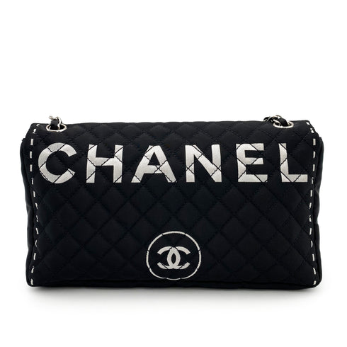 CHANEL VINTAGE CHAIN SHOULDER BAG BLACK SATIN 90239118