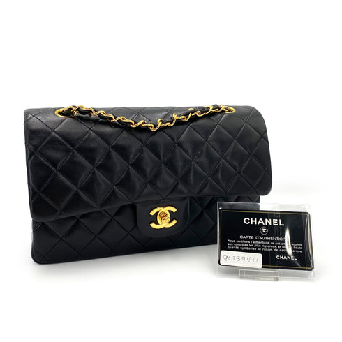 CHANEL VINTAGE CLASSIC FLAP MEDIUM CHAIN SHOULDER BAG BLACK LAMB SKIN 90239411 - PURPOSE