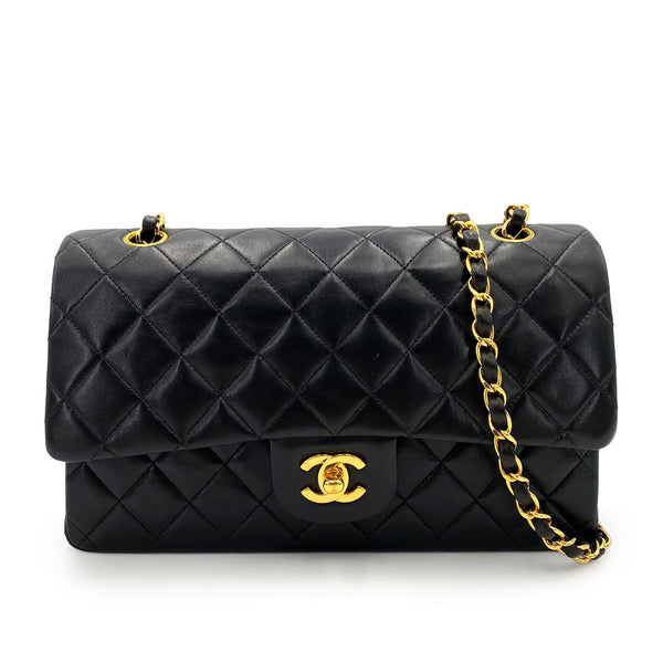 CHANEL VINTAGE CLASSIC FLAP MEDIUM CHAIN SHOULDER BAG BLACK LAMB SKIN 90239411 - PURPOSE
