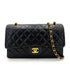 CHANEL VINTAGE CLASSIC FLAP MEDIUM CHAIN SHOULDER BAG BLACK LAMB SKIN 90239411 - PURPOSE