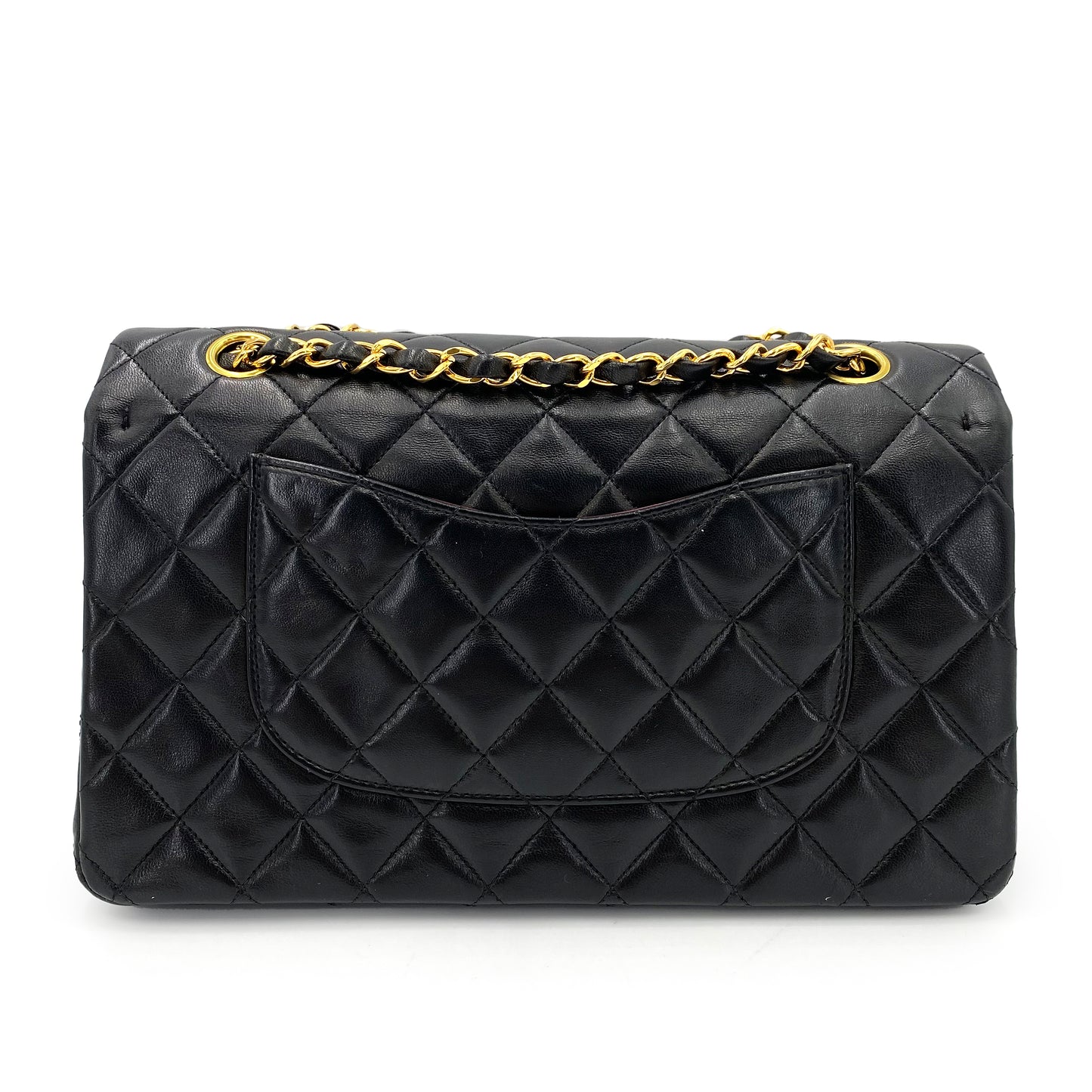 CHANEL VINTAGE CLASSIC FLAP MEDIUM CHAIN SHOULDER BAG BLACK LAMB SKIN 90239411