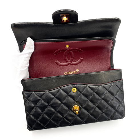 CHANEL VINTAGE CLASSIC FLAP MEDIUM CHAIN SHOULDER BAG BLACK LAMB SKIN 90239411 - PURPOSE