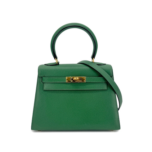 HERMES MINI KELLY 20 SELLIER GREEN COUCHEVEL SHOULDER BAG 〇Y GHW 90239776