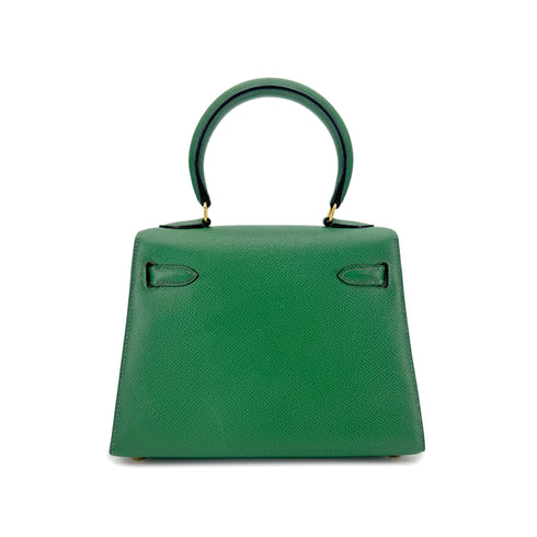 HERMES MINI KELLY 20 SELLIER GREEN COUCHEVEL SHOULDER BAG 〇Y GHW 90239776