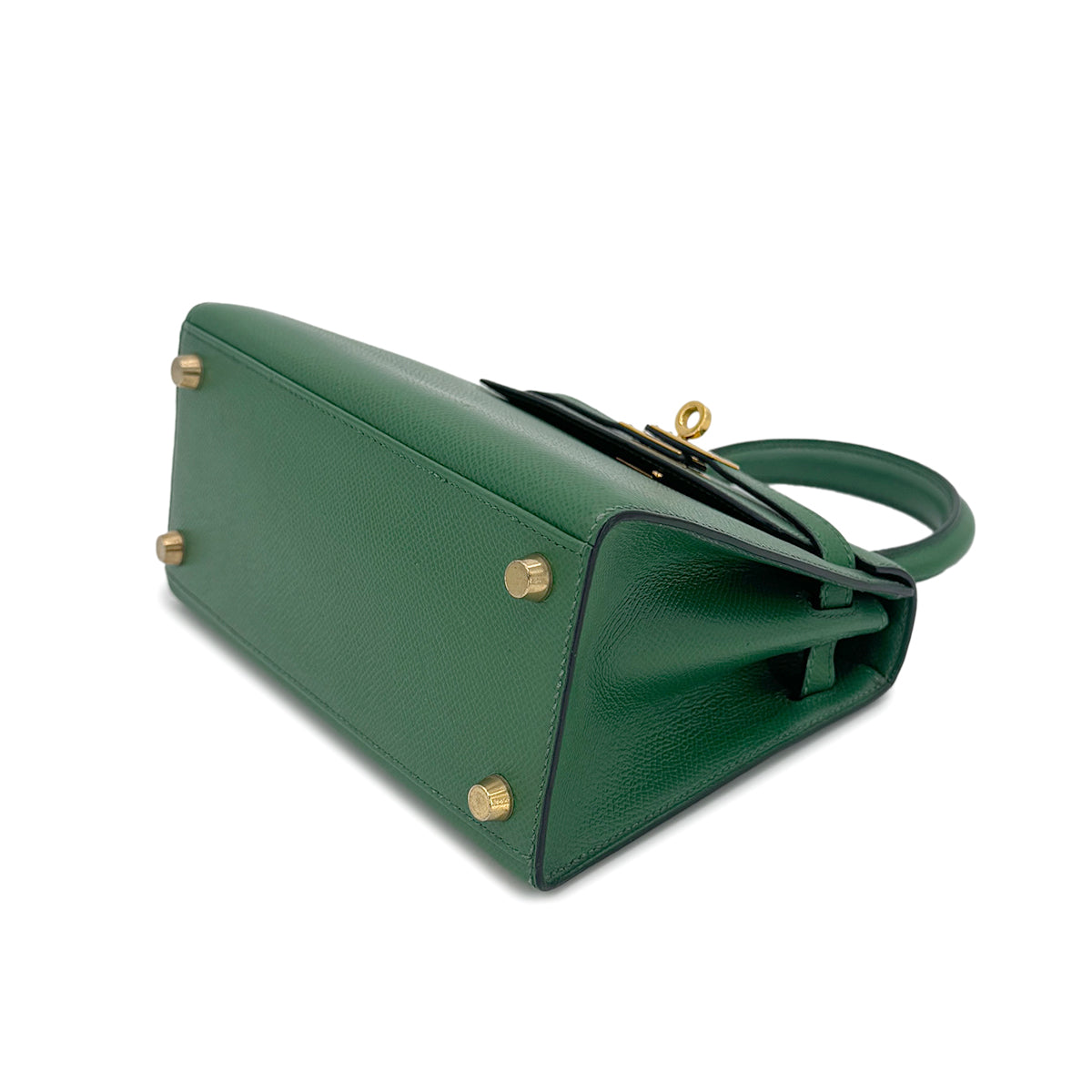 HERMES MINI KELLY 20 SELLIER GREEN COUCHEVEL SHOULDER BAG 〇Y GHW 90239776
