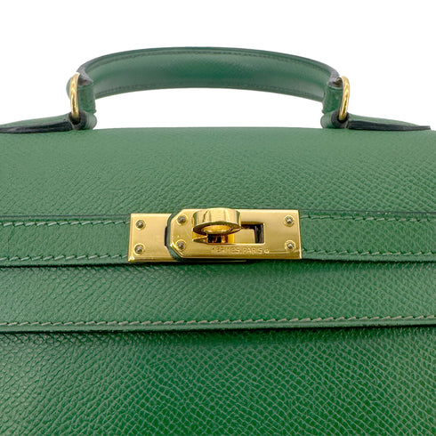 HERMES MINI KELLY 20 SELLIER GREEN COUCHEVEL SHOULDER BAG 〇Y GHW 90239776