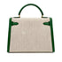 HERMES KELLY 32 SELLIER GREEN COUCHVEL TOILE H HAND SHOULDER BAG 〇X 90239777
