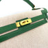 HERMES KELLY 32 SELLIER GREEN COUCHVEL TOILE H HAND SHOULDER BAG 〇X 90239777