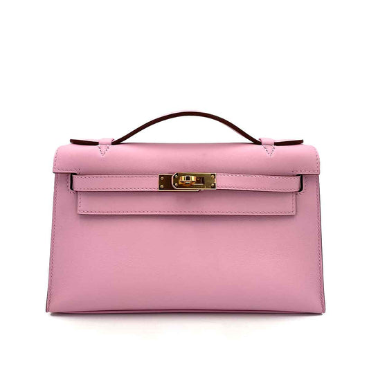 HERMES  KELLY POCHETTE SELLIER MAUVE SYLVESTRE SWIFT HAND SHOULDER BAG U 902399865