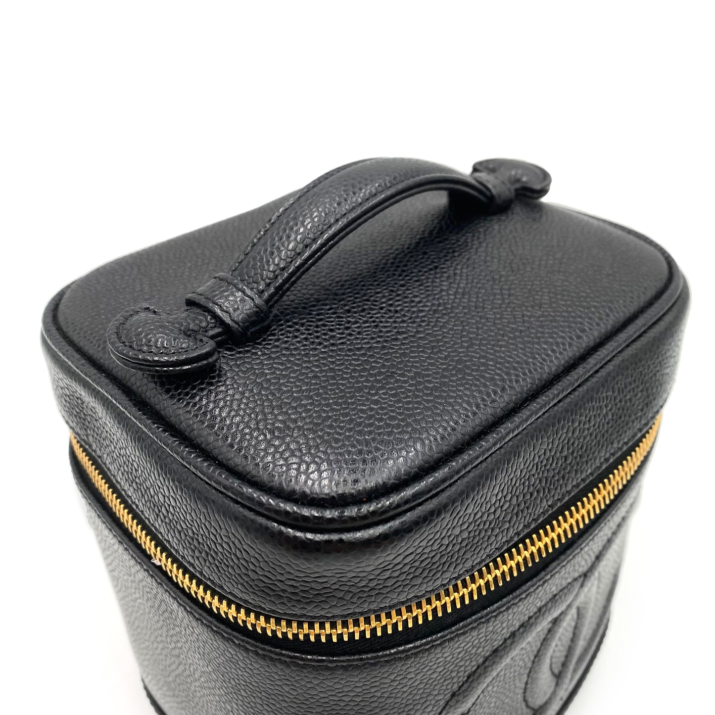 CHANEL VINTAGE VANITY HAND BAG BLACK CAVIAR SKIN 90240415